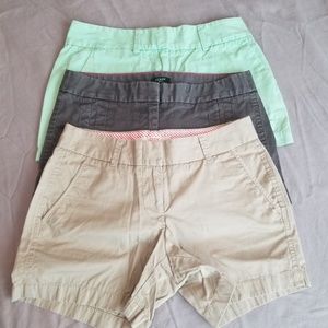 3 pair of J. Crew and Loft Shorts Size 0